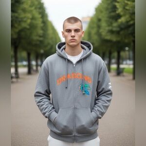 NWT Unisex Seattle Dragons XFL Football Full Zip Gray Hoodie - Medium